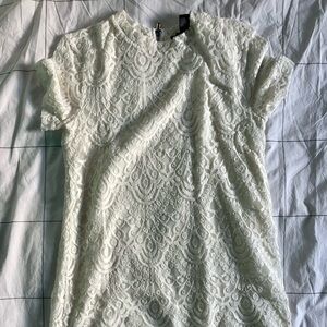 White Lace Forever 21 Dress Mock Neck M